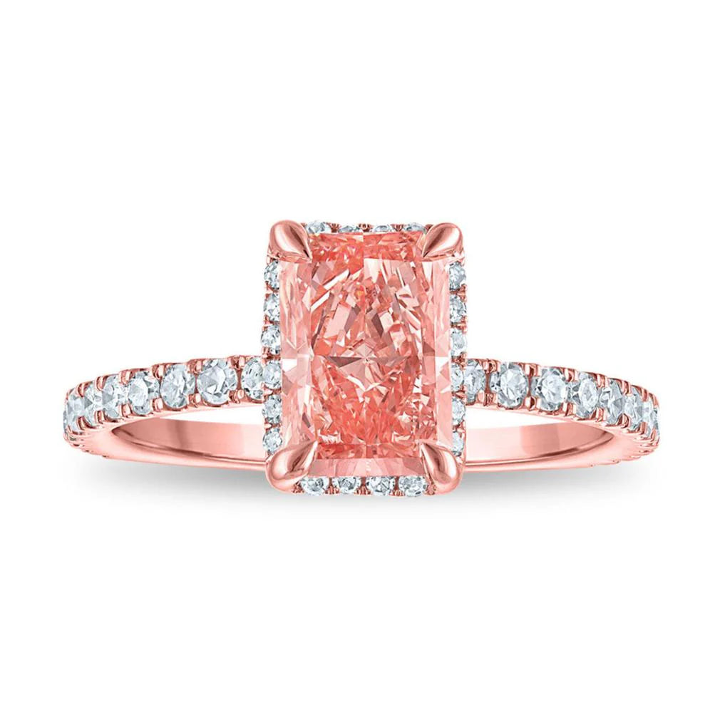 Signature EcoLove 2 CTW Fancy Pink Lab Grown Diamond Halo Engagement Ring in 14KT Rose Gold