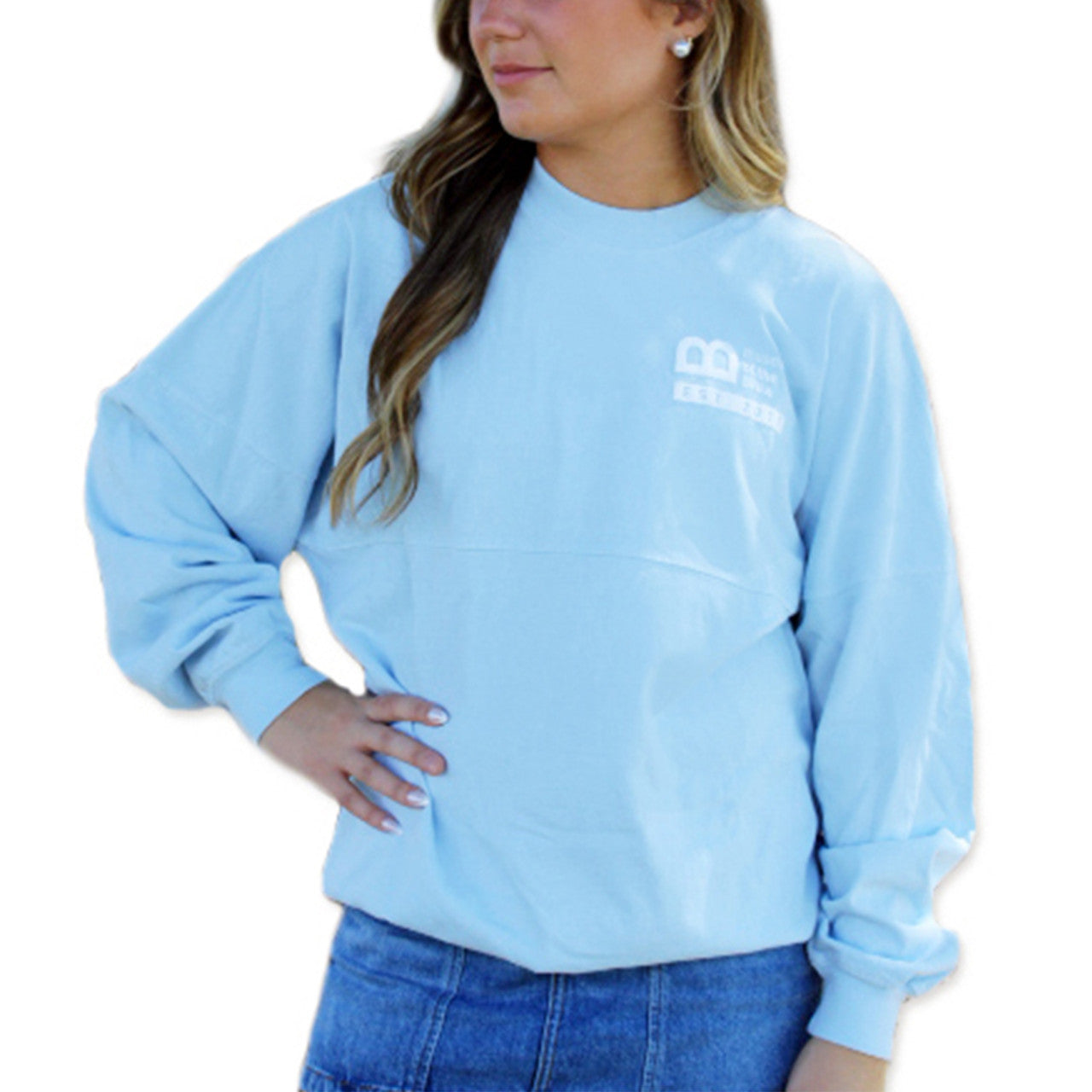 MOTB Spirit Jersey Long Sleeve Shirt in Ice Blue