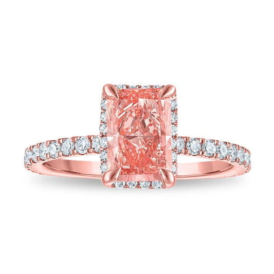 Signature EcoLove 2 CTW Fancy Pink Lab Grown Diamond Halo Engagement Ring in 14KT Rose Gold