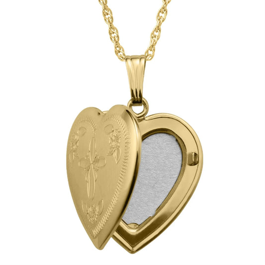 14KT Yellow Gold Filled 18-inch Locket Cross Pendant